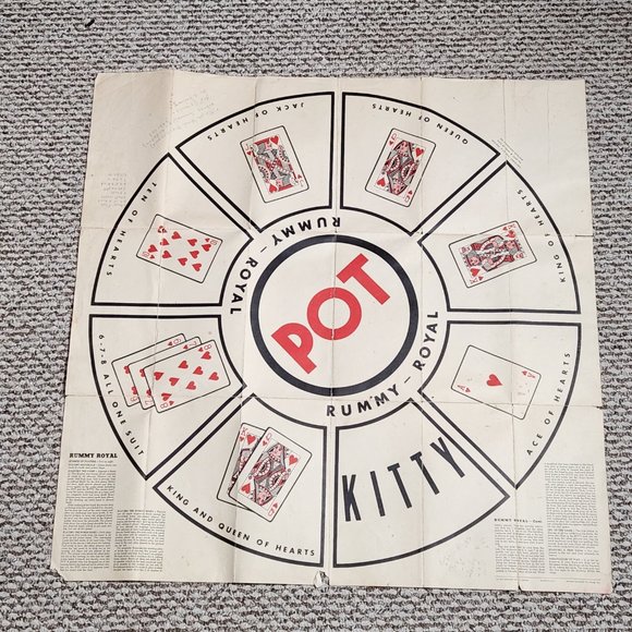VINTAGE Rummy Royal Game Sheet Large 30"x30" Mat Box Whitman 1937 Wisconsin USA - Picture 3 of 10
